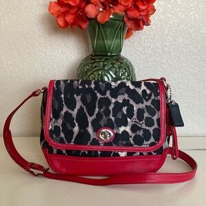 MINT CONDITION Coach Park Ocelot Leopard Flap Turnlock Crossbody Bag